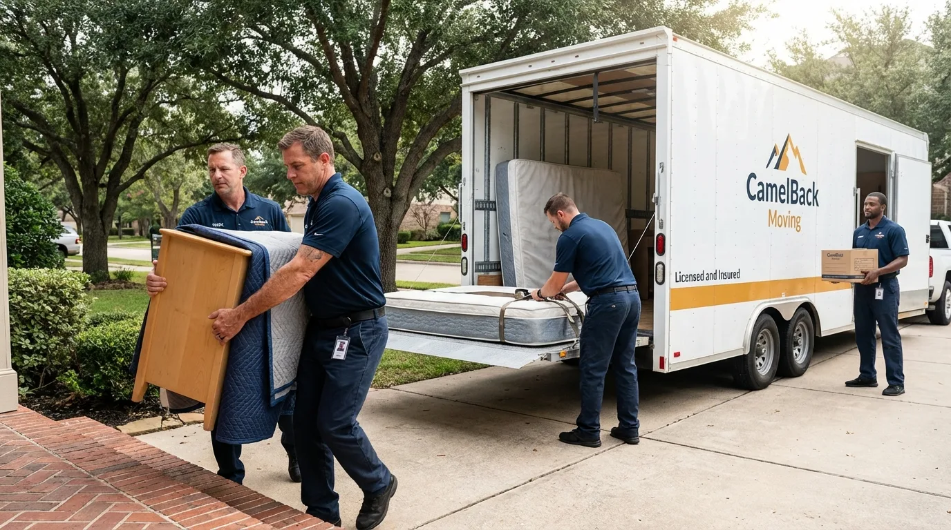 Crew loading residential truck for cross-state move from Washington, NJ