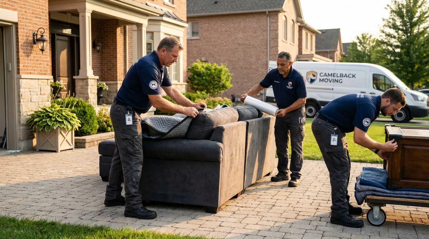 Large estate moving crew wrapping furniture in Washington, NJ